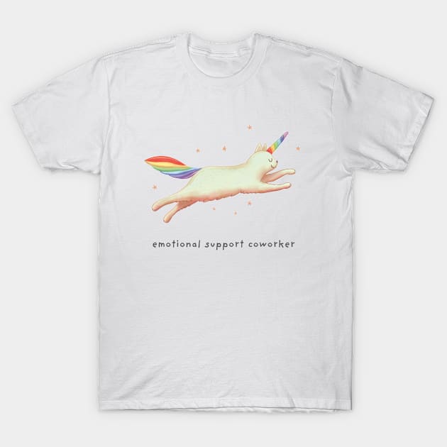 Emotional Support Coworker with Unicorn Cat Gift for co-workers T-Shirt by GosiaArtGarden